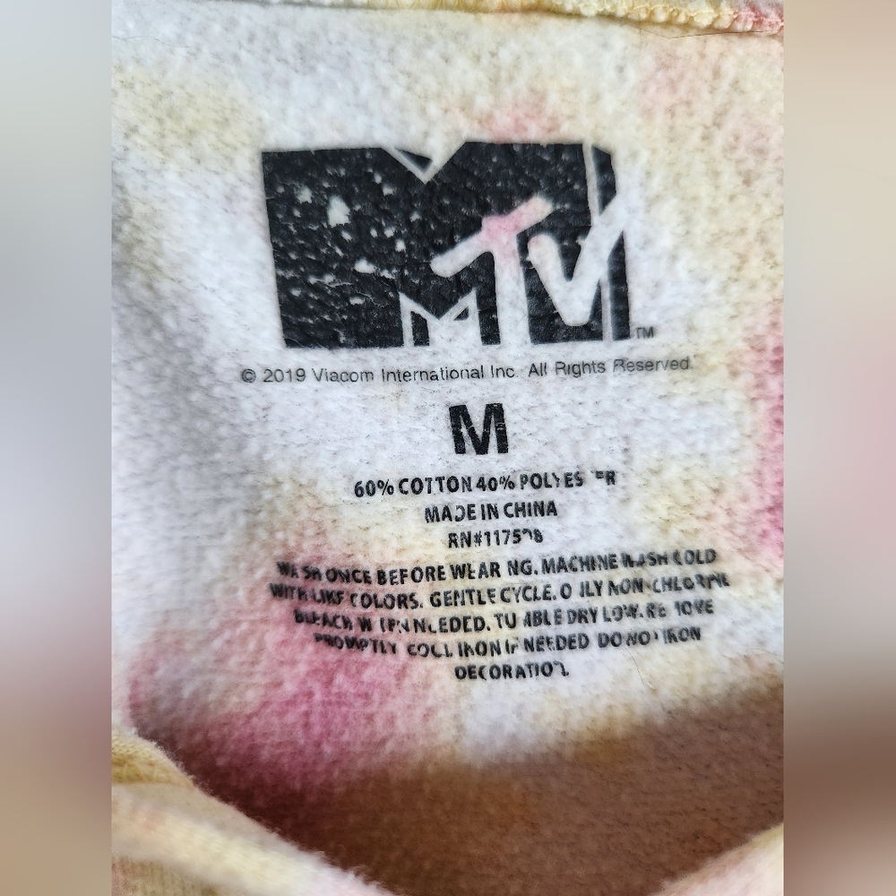 MTV Tie-Dye Hoodie Sweater in Yellow, Pink, Blue - Picture 13 of 13